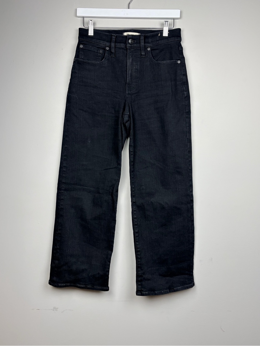 Madewell Perfect Vintage Wide Leg Jeans 27P Petite Black High Rise Stretch